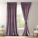 JIUZHEN Velvet Blackout Curtains for Bedroom - 84 inches Thermal Insulated Room Darkening Home Deco Rod Pocket Drapes for Office/Party, Set of 2 Panels with Tiebacks, 42W x 84L, Lavender