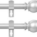 Silver Curtain Rod for Windows 48 to 84 or 88 Inch, 2 Pack 5/8 Inch Diameter Adjustable Curtain Rods With Brackets, Heavy Duty Easy to Install Curtain Rods for Bedroom, Outdoor Curtain Rod for Patio (30-88"(2 Pack))