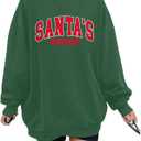 LUKYCILD Christmas Vibes Sweatshirt Women Merry Christmas Shirt Xmas Long Sleeve Shirt Winter Holiday Sweatshirts (Medium, Green2-santa)