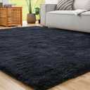 ROCYJULIN 5x7 Rug for Living Room, Area Rugs 5x7 for Bedroom, Non-Slip Carpet for Dorm Room, Fluffy Shag Rug for Playroom, Fuzzy Rug for Kids Room, Black (4'11" x 6'11" (Rectangular))