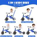 XJD Toddler Tricycle for 1-3 Year Olds, 5-in-1 Toddler Balance Bike, Adjustable Push Handle, Adjustable Seat & Removable Pedal, Birthday Gift Toy for Boys and Girls(Blue)
