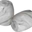 2pcs Oval Shaped Glass Lamp Shades Replacement Globe or Cover with Faux Marble Texture Finish 1-5/8-inch 4.7" of Diameter 5.6" of Height for Pendant Light G0084