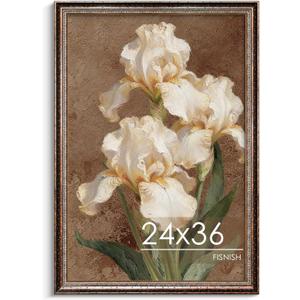 24x36 Poster Frame, Vintage Brown 24 x 36 Poster Frame with HD Plexiglass Durable for Horizontal or Vertical Wall Mounting, 1 Pack