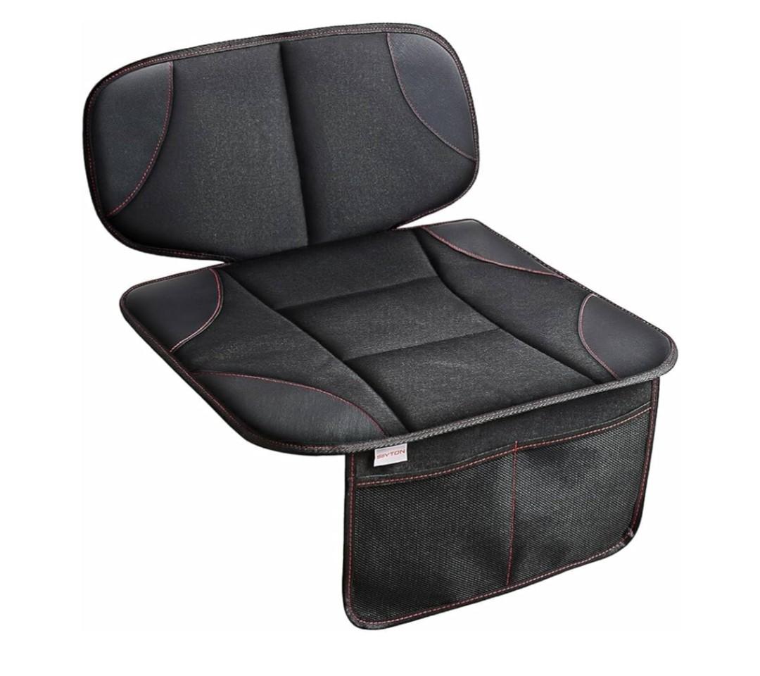 Siivton Kids Booster Seat Protector Mat, Thick, Anti-Slip, Waterproof, with Mesh Pockets for Toys & Snacks, Fits Most Cars, Black - 2 Pack