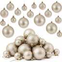 Baderke 36 Pcs 4 Sizes Christmas Ball Ornaments Xmas Christmas Tree Decorations Ball with Hanging Loop and Rope Holiday Party Wreath Home Decor(Champagne, Shinny)