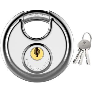 Puroma Keyed Padlock, Stainless Steel Locker Lock Heavy Duty Locks with 3 Keys, Waterproof Outdoors Gate Storage Unit Lock with 3/8 Inch Shackle for Warehouse, Gym Storage Locker (1 Pack) (Large, Silver)