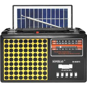 Emergency Weather Radio Solar Hand Crank AM/FM/SW/NOAA Weather Alert Portable Radio with Cellphone Charger, Headphone Jack, Flashlight, Reading Lamp and SOS Alarm for Outdoor (Yellow)