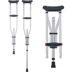 VEVOR Underarm Crutches, 13-Level Height Adjustable Underarm Walking Crutches, Lightweight Aluminum Crutches for Adults Teenager - with Soft Underarm Pad for Leg Injury Surgery Disabled, 1 Pair 300LBS
