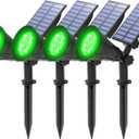 T-SUNUS Green Solar Landscape Spot Lights Christmas IP65 Waterproof Garden Outdoor Spotlights Auto On/Off Security Spotlight for St. Patrick's Day Flag Tree Patio Yard Driveway Pond Halloween 4 Pack