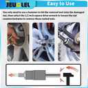 6PCS Twist Lug Nut Socket Set - 1/2 inch Drive Damaged Nut Lock Remover Extractor - Rusted & Stubborn Locking Nut Removal Tool Kit with 17mm 19mm 21mm 23mm 27mm Sockets & Center Punch Bar