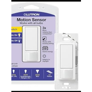 Lutron Maestro Motion Sensor Light Switch Indoor for Bathroom, Garage, Laundry Room, Any Bulbs, Occupancy Vacancy Sensor, Single-Pole, MS-OPS2H-2-WH, White