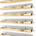 YMVV Wall-Mounted Nail Polish Organizer Rack - 15-Inch Gold Mirror Finish Nail Polish Shelf, Makeup & Beauty Essentials Storage - Multi-Purpose Display Holder for Small Space, Vanity Bathroom, 6 Pack