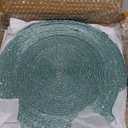 13 Inch Beaded Placematss Round Table Mats for Dining - Decorative Glass Beads with Cotton Backing – Elegant Woven Charger for Wedding, Dinner, Party, Holiday Table Décor (Aqua) - ALPHA Living HOME