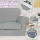 ZNSAYOTX 3 Piece Stretch Loveseat Covers (55"-69"), Thick Striped Sofa Covers for 2 Cushion Couch with Elastic Band Bottom Ties Non-Slip Stay in Place, Soft Durable Love Seat Slipcovers, Light Grey