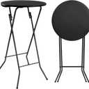 Byliable 24in Round Cocktail Table, Bar Height High Top Foldable Bistro Table with Removable Legs, Portable Plastic Indoor Outdoor for Patio, Party, Backyard, Events, Black