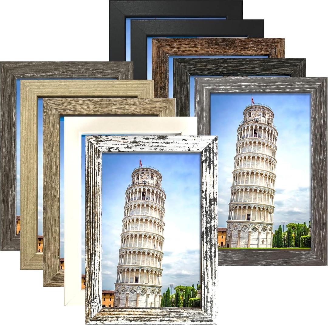 SESEAT 4x6 Picture Frame Set of 10, Wall and Tabletop Display, Mix Multi Color