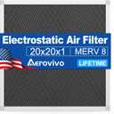 20x20x1 Reusable Electrostatic Air Filter - Washable, MERV 8, Lifetime Use - Economical Solution for Cleaner Air in Home or Office (Actual Size: 19.75" x 19.75" x 0.82")