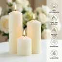 36 Pcs Individually Wrapped Pillar Candles Bulk, 2x3 2x6 2x8 Inch, Unscented Dripless Smokeless, Hurricane Candles for Wedding Party, Spa, Home Decor (36 Ivory Pointed-tip, 2 x 3/6/8 Inch)