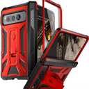 Poetic Spartan Case for Google Pixel Fold 5G,[Hinge Protection][Kickstand][Mil-Grade Protection] Full-Body Hybrid Shockproof Protective Rugged Cover with Built-in Screen Protector, Metallic Red