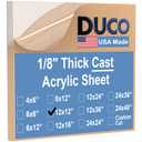 Duco Clear Cast Acrylic Sheets 1/8" (3mm) Thick 12" x 12" - 4 Pack of USA-Made Transparent Plexiglass Sheet - Shatter Resistant Acrylic Board for Window Replacements, Displays, Signs, & Barriers