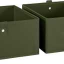 RiverRidge Kids 2pc Folding Storage Bins Set - 10.5 Bin Organizer with Handles - Olive Closet Organizer and Storage for Toys, Games, Shoes - Foldable Cube Storage Organizer Bins for Playroom, Nursery