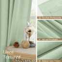 LAMIT 48 Inch Length Linen Curtains 2 Panels, Light Green Soft Faux Linen Light Filtering Panels Rod Pocket Boho Neutral Drapes for Short Windows/Cafe, 42 x 48 Inch