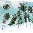 WALLSUP DECOR Palm trees canvas painting wall art coastal tropical trees coconut trees beach canvas wall art for living room kitchen office hallway (45"x30")