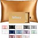 Blissy Silk Pillowcase - 100% Pure Mulberry Silk - 22 Momme 6A High-Grade Fibers - Silk Pillow Cover for Hair & Skin - Regular, Queen & King with Hidden Zipper (King, Gold)