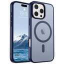 SUPFINE Magnetic for iPhone 16 Pro Case (Compatible with MagSafe) (Military Grade Drop Protection) Slim Translucent Matte Shockproof with Anti-Fingerprint Phone Case,Navy Blue