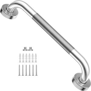 16 Inch Anti-Slip Shower Grab Bar, iMomwee Chrome Stainless Steel Bathroom Grab Bar Handle with Textured Grip, Shower Balance Bar, Safety Hand Rail Support, Handicap Elderly Senior Assist Bath Handle