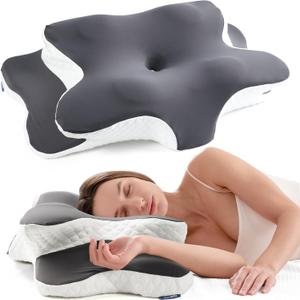 Alcedo Cervical Memory Foam Pillow for Neck and Shoulder Pain Relief, Ergonomic Adjustable Orthopedic Pillow with Cervical Support for Side, Back and Stomach Sleepers