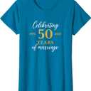 Funny 50 Years of Marriage 1975 50th Wedding Anniversary T-Shirt (3XL, Sapphire Blue)
