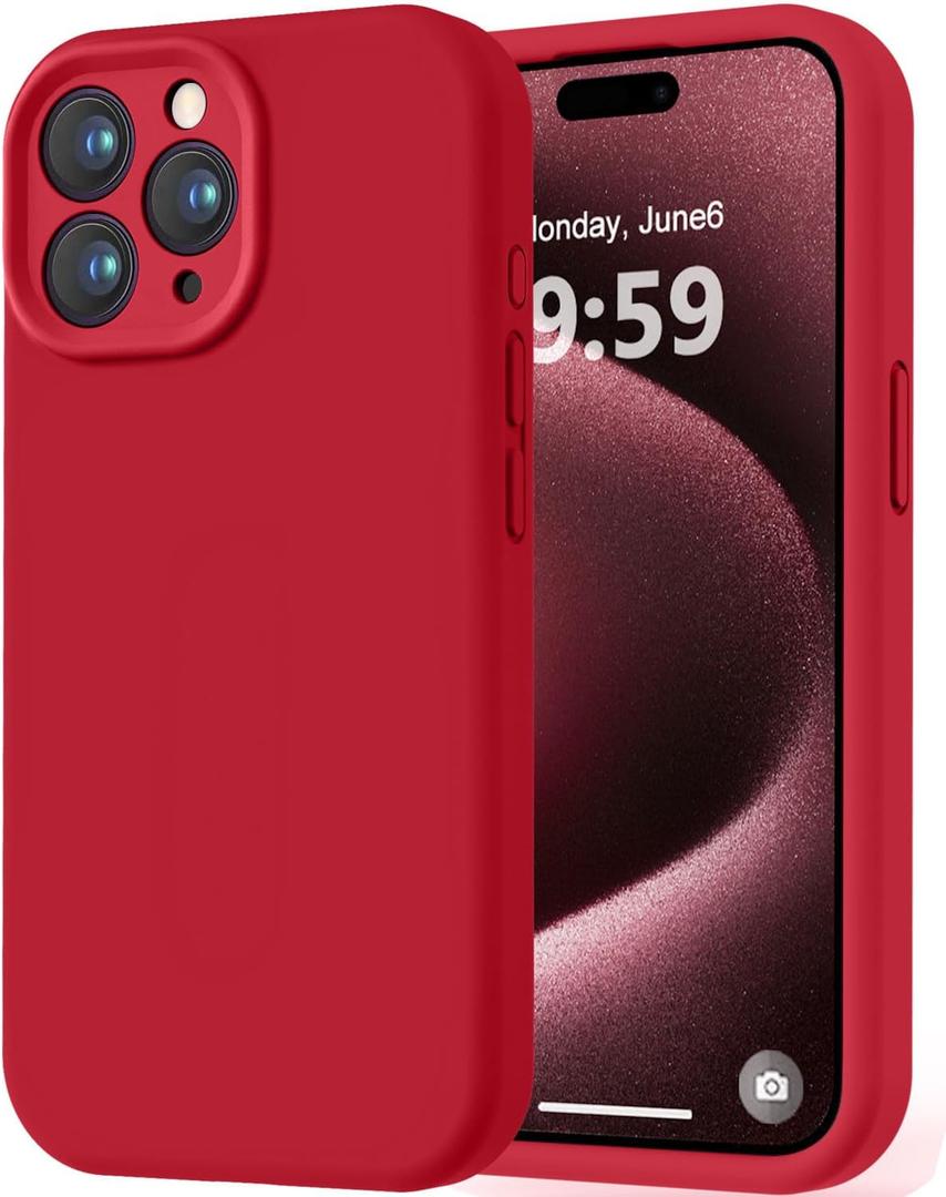 LOVE 3000 Designed for iPhone 15 Pro Case, Premium Silicone with [Soft Anti-Scratch Microfiber Lining] Shockproof Protective Phone Case for Men Women Girls 6.1", Red