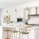 Pendant Lighting for Dining Room, Brushed Gold Pendant Light Kitchen Island, Modern Pendant Lighting with Glass Shade for Living Room, Foyer, Bedroom, Hallway, Gold/Clear
