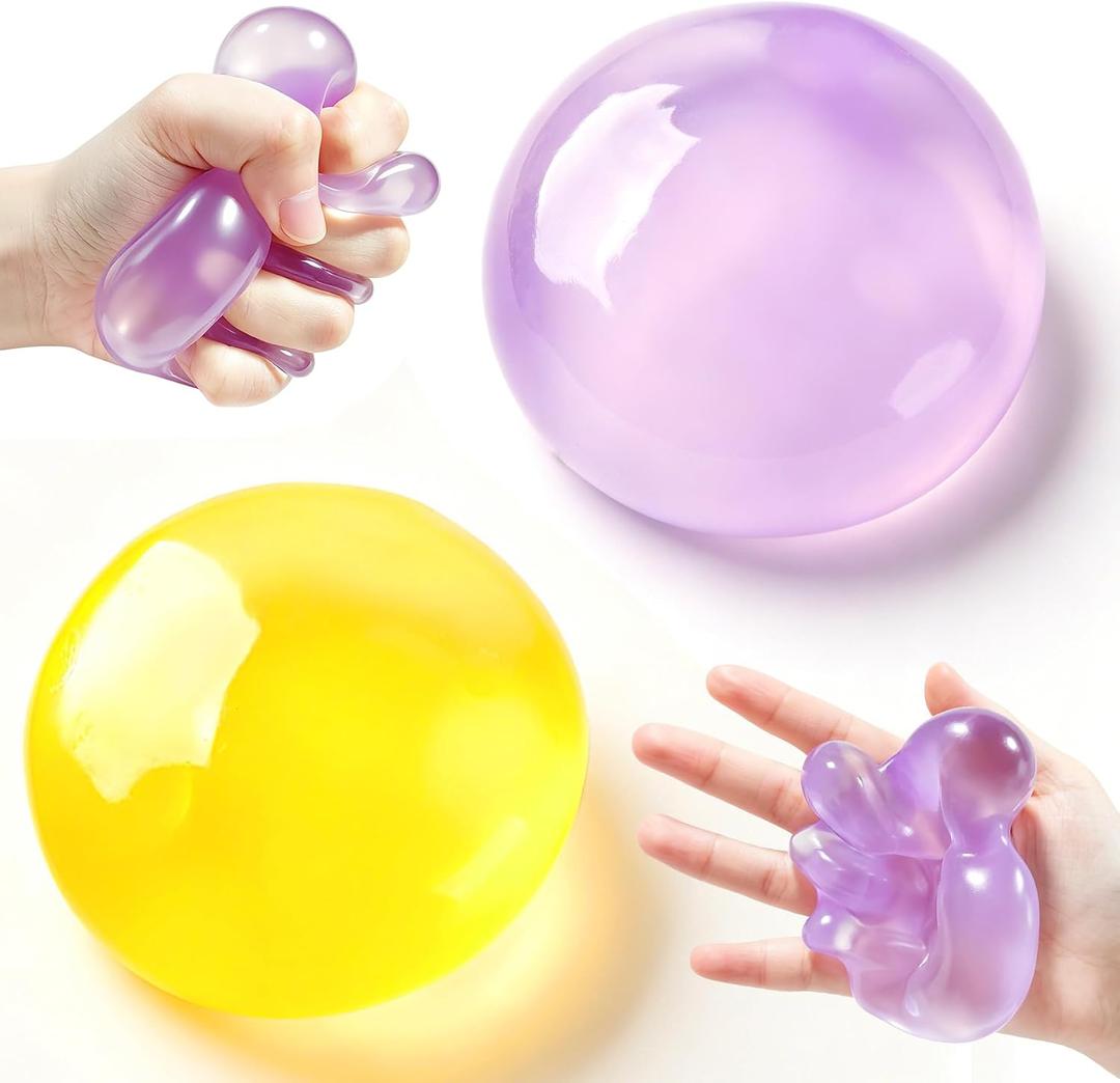 2 Pcs Coconut Oil Squishy, Shapeable No Rebound Stress Relief Ball, Fun Sensory Fidget Toy, Study Work Relaxation Desk Decor, Fun Anxiety Gift for Adults & Kids. (Purple+Orange)