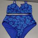 Herseas Women's O Ring Bikini Sets 2 Pieces Floral Print Swimsuits High Waisted Bathing Suits (M)