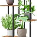 Plant Stand Indoor 5-Tier Metal Wood Plant Shelf for Multiple Flower Pots Corner Tall Flower Holders for Living Room Balcony Bedroom, Brown