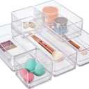 STORi SimpleSort Drawer Organizer Bins 6 pc Set, Multi-size, Bathroom Organizers and Storage, Makeup Organizer, Desk Organizer, Vanity Organizer, Clear Organizing Containers, Made in USA