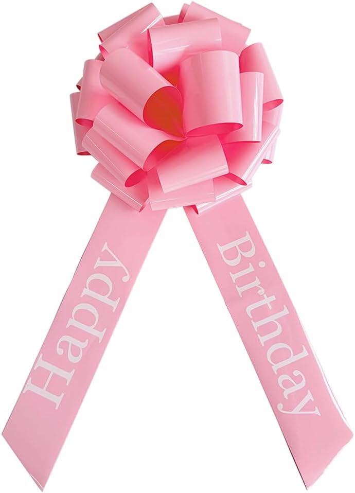 12 Inch Happy Birthday Big Pink Bow, Big Bow for Present, Party Decorations, Christmas Events Bikes,Table Decorations and Party Events Decoration ((Pink, 12 Inch (Pack of 1))