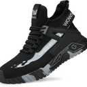 Lightweight Work Safety Steel Toe Sneakers, Durable Breathable Light Construction Tennis Shoes (13.5 Women/12 Men, Black)
