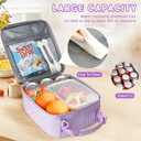 Insulated Lunch Bag for Kids - Initial Cute Leak-Proof Lunch Box for Girls with Adjustable Strap, Back to School Gift (K,Purple)