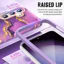 SHEDEER for Samsung Galaxy S24 Case with Glitter Camera Protector & Screen Protector, Samsung S24 Case Chic Anti-Yellowing Pattern, Shockproof Drop Protection Phone Cover S24 6.2'', Crystal Purple