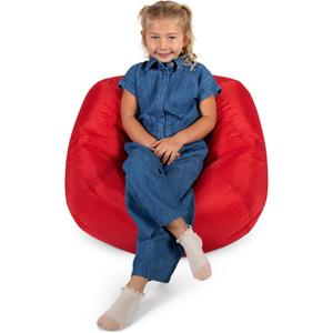 Big Joe Classic Bean Bag Chair for Kids Bedroom and Reading Nook, Easy-Clean Red, Durable Nylon Polyester Blend, 2 feet Refillable