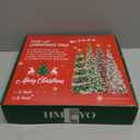 HMASYO 5 FT Pop Up Christmas Tree with Timer Lights, Silver Tinsel Snowflake Christmas Tree, Collapsible Artificial Pencil Tree Xmas Decoration for Home, Office, Party, Easy Assembly