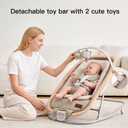 Gromast 2-in-1 Baby Bouncer Seat for Infants, Portable Baby Rocker with 3 Adjustable Backrest Positions & Travel Bag - Beige