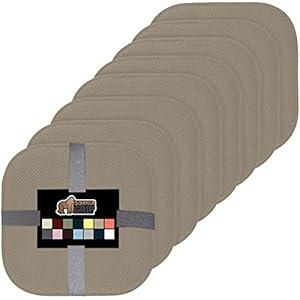 Gorilla Grip Memory Foam Chair Cushions, Comfortable Pads for Dining Room, Kitchen Table, Office Chairs, Stay in Place Backing, Comfortable Microfiber Seat Pad Cushion, Set of 8, 16x16, Beige