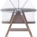 Jaoul Baby Bassinet, Portable Baby Travel Crib for Baby Bed with Wheels Comfy Mattress Mosquito Net Storage for Infant Newborn Lightweight and Breathable Mesh Design Khaki
