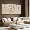 Hue7Art Neutral Abstract Hand Painted Oil Wood Frame Wall Art 29x58