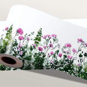 Pink Wildflower Wallpaper Border 196x4 Inch Peel and Stick Wall Border Self Adhesive Floral Plant Pattern Removable Vinyl Trim for Living Room Bedroom Bathroom Kitchen Cabinet Decoration