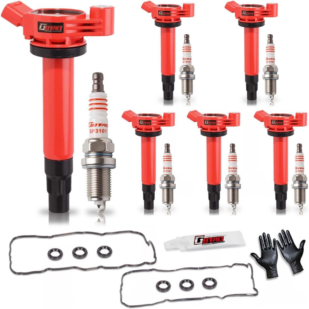 Upgraded Ignition Coil Pack & Spark Plug & Valve Cover Gasket Kit for Toyota 2004 2005 2006 2007 2008 Camry Sienna Highlander Solara Lexus RX330 ES330 RX 330 ES 330 3.3L 3.3 V6 Replaces UF506
